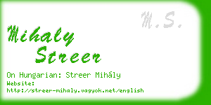 mihaly streer business card